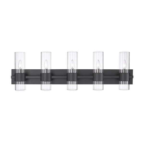 Lawson 5 Light Vanity, Matte Black & Clear